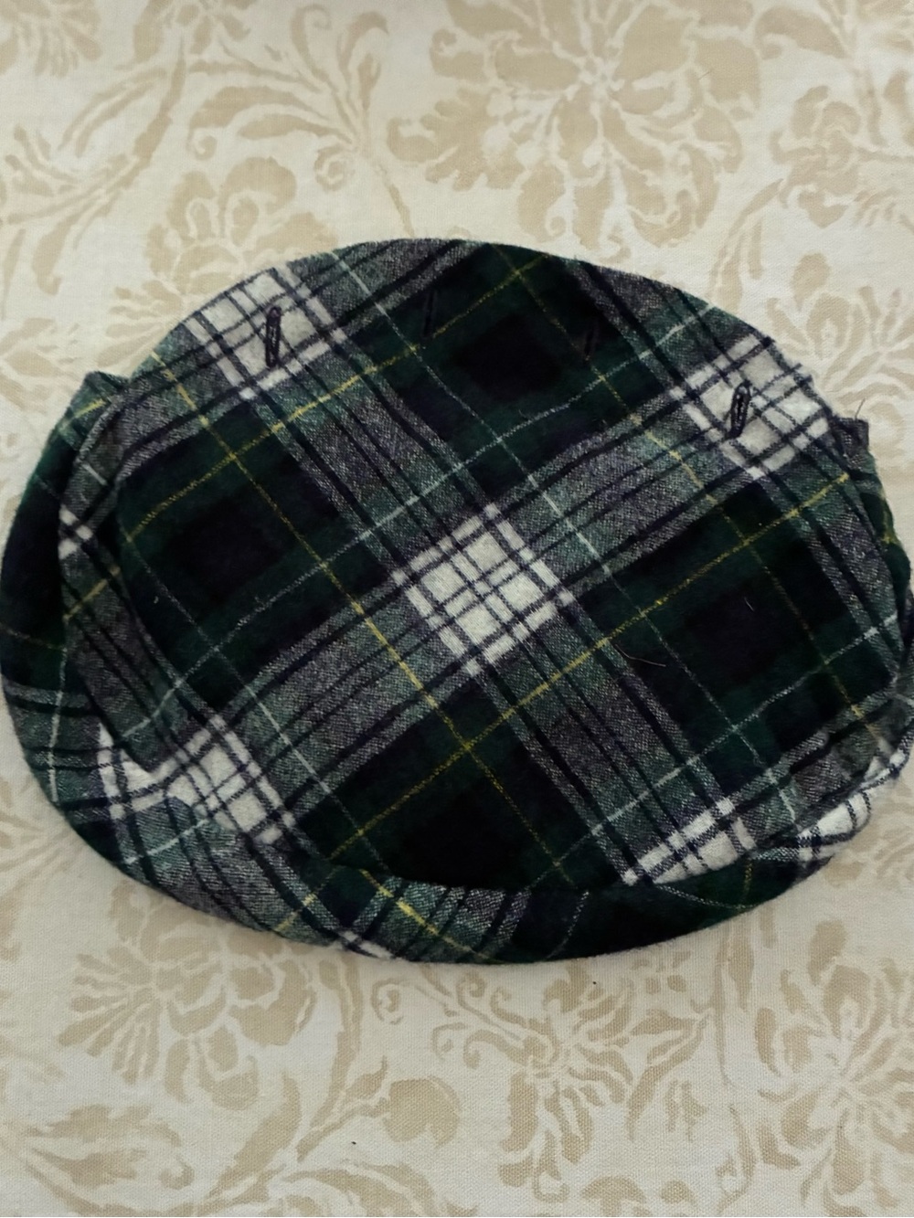 Bermuda Bag Cover Navy Green Plaid Wool 4 Button Vintage